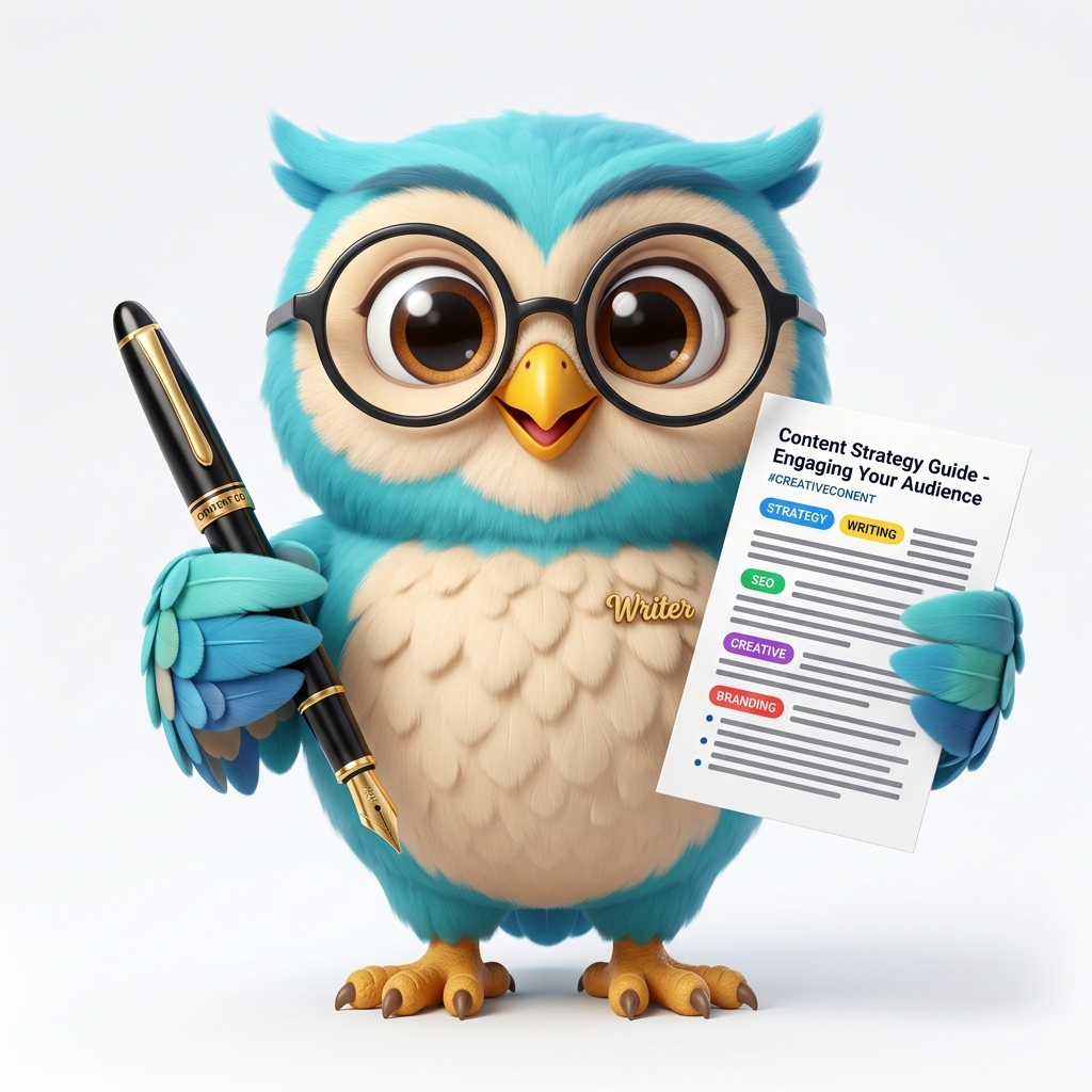 Writoholics Legal Content Strategist Owl Mascot