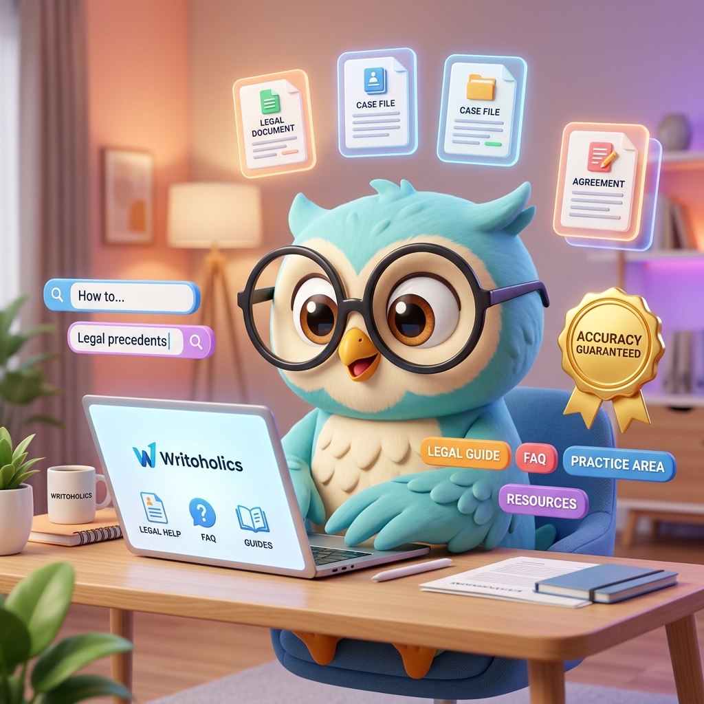 What is Legal Content Writing - Writoholics Mascot Illustration